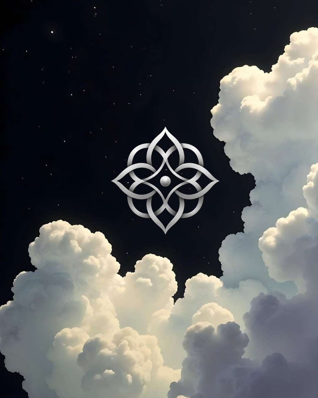 The Noorakar mark in silver against a night sky and clouds